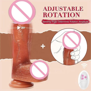 Consolador vibrador de silicona suave con recarga USB, consolador vibrador de calefacción giratorio de 360 grados, consolador de empuje para sexo femenino - Product Image 3