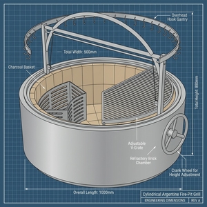 <span class=keywords><strong>Parrilla</strong></span> Redonda Argentina Tipo Gaucho Patagónico con Ganchos para Colgar Carne, Accesorios para Barbacoa, Cocina al Aire Libre - Product Image 2