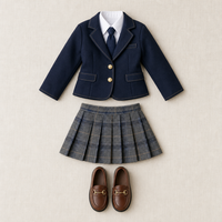 Vêtements pour poupées de 18 pouces faits sur mesure, ensemble blazer et jupe plissée style preppy avec mocassins, tenue scolaire, jouet en peluche miniature pour poupées de 18 pouces