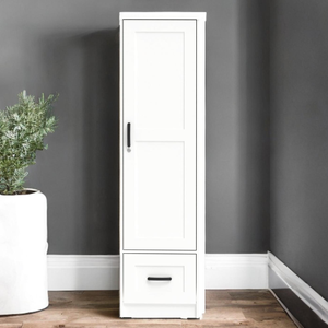 แผงไม้ร่วมสมัยคุณภาพสูงตู้เสื้อผ้าสีขาว1ประตูสำหรับเฟอร์นิเจอร์ห้องนอนและที่เก็บของทำจากมาเลเซีย - Product Image 1