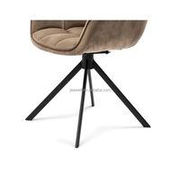 Chaises modernes de salle à manger de tissu de velours de salon avec la finition à haute densité de revêtement de poudre de sable noir de jambes de chaise de cadre en métal de mousse