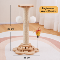Jouet interactif pour chat 8-en-1 en bois avec griffoir en sisal, balles suspendues, plumes, piste rotative et balles de catnip