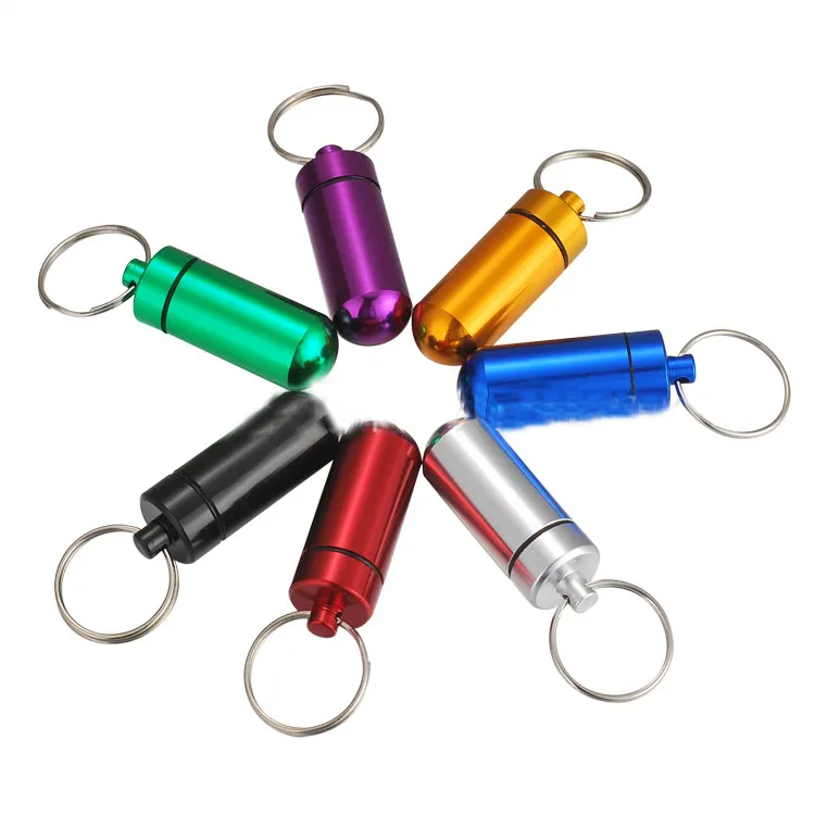Mini porte-clés Portable pilulier porte-clés étanche en aluminium porte-clés cartouche Promotion cadeau en gros