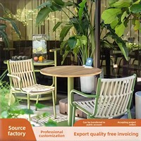 Ensemble table et chaises d'extérieur design nordique en alliage d'aluminium, tables basses mobiles pour cafés, salons de thé, hôtels et espaces extérieurs