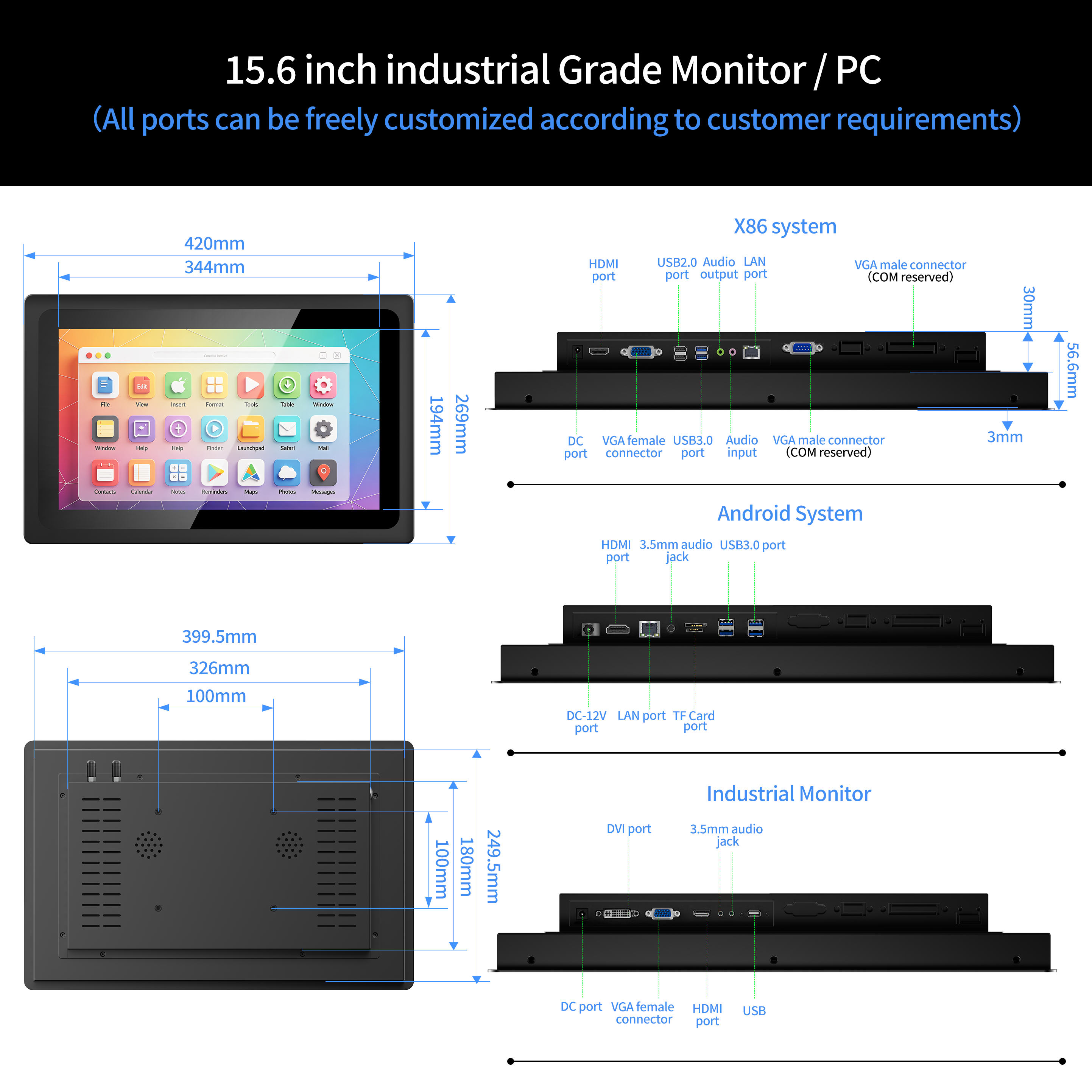 15,6" B156-AQRL-RT-C Android 16 Go + 256 Go