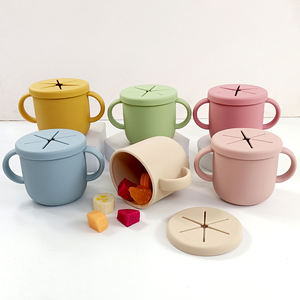 Keluaran baru cangkir bayi anti bocor sublimasi bayi bebas Bpa cangkir makanan ringan dengan tutup 2 in 1 cangkir makanan ringan dan minuman - Product Image 5