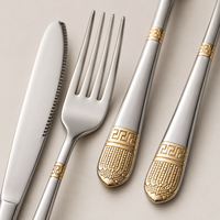 Ensemble de vaisselle de mariage en acier inoxydable, finition miroir, qualité alimentaire, réutilisable, compatible lave-vaisselle, pour hôtels, restaurants, traiteurs, vente en gros