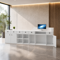 Bureau d'accueil en bois personnalisable de luxe léger et écologique de la marque VIGOR pour bureaux, piscines, salons de beauté, centres commerciaux