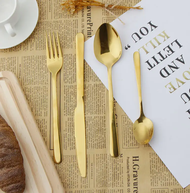 Customizable Logo Luxury Knife Fork Spoon Wedding Cutlery Set Stainless Steel Flatware Sets