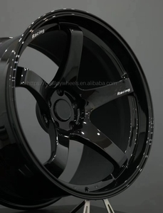 Gran oferta de llantas de plato profundo de 17 y 18 pulgadas, ruedas de coche de pasajeros negras brillantes cóncavas, ruedas de aleación de aluminio para ruedas <span class=keywords><strong>Nissan</strong></span> <span class=keywords><strong>GTR</strong></span> R35 R34 - Product Image 2