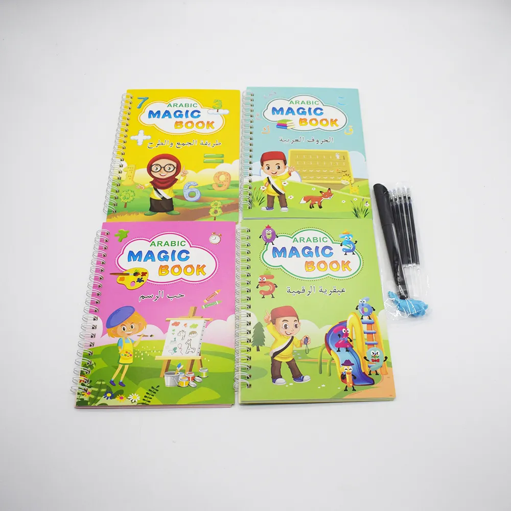 educational toy 4pcs/set Spanish Sank Magic Practice Copybook Kids Spiral Notebook Child Book Printing Sank Magic Copybook