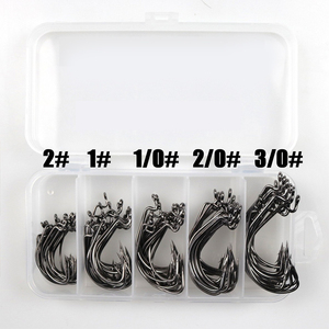 Hameçon de pêche à décalage latéral 50/100 pièces 2 #   1 #   1/0 #   2/0 #   3/0 #   Hameçons de pêche à la <span class=keywords><strong>carpe</strong></span>, accessoires, hameçons de pêche avec boîte, eau douce - Product Image 2