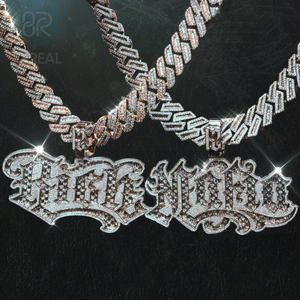 จี้เพชรโมอิสซาไนต์แบบกำหนดเอง สไตล์ฮิปฮอป เงินแท้ 925 ชุบทอง 18K สร้อยคอจี้ตัวอักษร เครื่องประดับผู้ชายคุณภาพสูง - Product Image 1