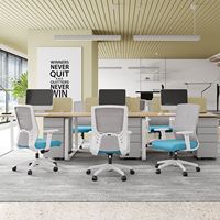 Chaise de bureau ergonomique moderne et minimaliste avec accoudoirs, appui-tête, dossier en maille confortable et pivotant, chaise de personnel réglable en hauteur