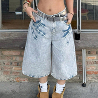 Shorts en jean vintage pour femme, coupe ample, style Bermuda, avec détails tie-dye