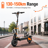 Trottinette électrique longue portée 72V 40Ah, pneus de 12 pouces, amortisseur hydraulique, double chargeur, 25 km/h, urbain, tout-terrain