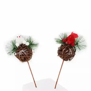 Newest Style Rattan Ball Bird Decorative Spray Picks Festive Christmas Birthday Celebration Wall Decoration Party Wall Christmas