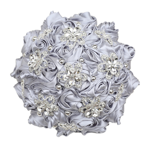 <span class=keywords><strong>Pas</strong></span> <span class=keywords><strong>cher</strong></span> 18cm Champagne Blanc Or Ruban De Soie Bouquets De <span class=keywords><strong>Mariée</strong></span> Pour Les Mariées Demoiselles D'honneur Fleurs Artificielles Diamant Fleurs De Mariage - Product Image 3
