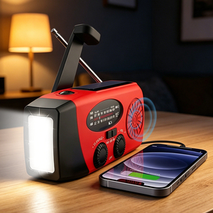 0728 Top Selling Compact Size Emergency Radio Usb a Output Solar Power Display Function Hand Crank for Vacation - Product Image 1