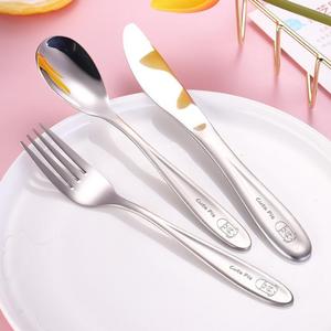 Wholesale High Quality Popular Cartoon <strong>Children</strong> Silver Stainless Steel Modern Flatware <strong>Set</strong> for Giveaways Knife Spoon Fork - Product Image 1