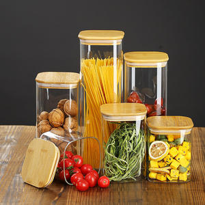 Ensemble de bocaux en verre pour le rangement de la cuisine avec couvercles, organisateur, transparent givré ambré, pour épices, aliments secs, céréales - Product Image 2