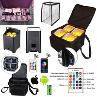 Set de 6 Focos Uplight de 18W a Batería Inalámbricos RGBWAUV, Foco Par LED de 6x18W a Batería, Luz de Escenario para Bodas y DJ