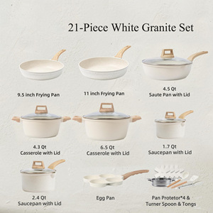 Hiện Đại Đầy Đủ 21Pcs Thiết Lập Không Dính Đồ Nấu Nướng Tùy Chỉnh Granite Hộ Gia Đình Pan Chiên Hấp Nồi Súp Bền Vững Cảm Ứng Bếp Gas - Product Image 4