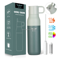 뜨거운 판매 절연 스테인레스 스틸 여행 텀블러 탄소 필터 500ml 깨끗한 마실 재사용 필터 물병