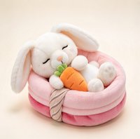 Peluche d'animal endormi adorable avec nid, poupée en peluche douce pour enfant, cadeau personnalisé disponible