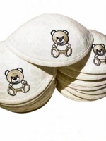 Kippot en lin beige personnalisé avec broderie d'ours, logo intérieur personnalisé, yarmulke, vente en gros, cadeaux pour bébés et invités de cérémonie