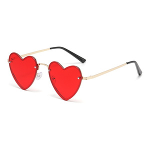 Heart Shaped Sunglasses Metal <b>Frame</b> <b>Black</b> UV400 Protection Women's Fashion Accessories - Product Image 2