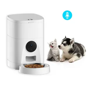 Mangkuk makanan hewan peliharaan kapasitas 4 Liter, Tempat makan hewan peliharaan otomatis Video anjing kucing kendali jarak jauh Wifi dengan perekaman kamera