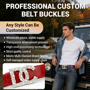 Hebillas de Cinturón de Metal con Letras Personalizadas, Logotipo de Lujo en 3D, Perlas/Diamantes de Imitación de Colores, para Cinturones de Cuero de Cocodrilo, Accesorios para Hombre - Product Image 2