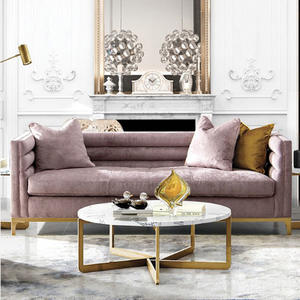 Sofá de terciopelo de acero inoxidable para sala de estar, conjunto de 2-3 plazas, para Hotel, cafetería y hogar - Product Image 4
