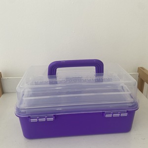 Boîte de rangement en plastique rectangulaire 600g pliable pour vêtements, couleur violette - Product Image 1