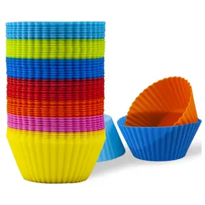 Многоразовые силиконовые формы для выпечки, 12 упаковок, антипригарные силиконовые чашки для кексов