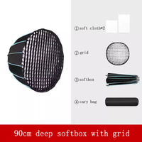 Boîte à Lumière Parabolique Profonde 90 cm avec Grille, 16 Tiges, Monture Bowens en Métal pour Flash Photo