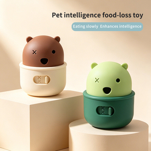 <b>Cute</b> Cartoon <b>Bear</b> Shape Silicone Pet Feeder Toy With Adjustable Feeding Hole For Small Animals Indoor Use - Product Image 2