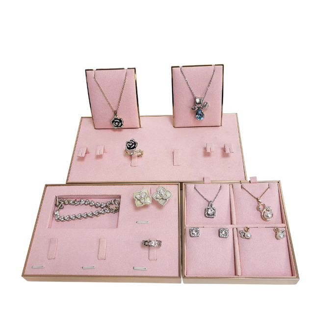 Customization Unique Pink Multi-functional Luxury Metal Jewelry Showcase Display Stands