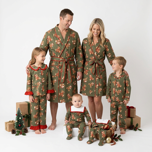 Pyjamas de Noël Assortis pour la Famille Longlv, Imprimé Ours en Peluche, Sans Manches, Écologiques, en Spandex/Polyester, Ensemble de Vêtements de Nuit pour les Fêtes - Product Image 1