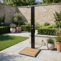 Colonne de douche extérieure autoportante en acier inoxydable 304, avec douchette pluie et douchette à main pour piscine, jardin, villa, plage