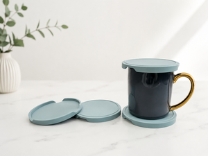 Couvre-tasse et sous-verre en silicone réutilisables, double face, écologiques, résistants à la chaleur, accessoire quotidien pour tasse à café - Product Image 3