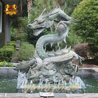 Fontaine d'eau de jardin décorative extérieure moderne en métal Statue de dragon en bronze chinois de style occidental
