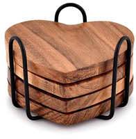 Sous-verres en bois faits à la main de haute qualité, porte-sous-verres en forme de cœur, décoration de table pour la Saint-Valentin, articles de cuisine, tapis et coussinets, vente en gros au Vietnam