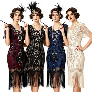 1920s Gatsby Retro <b>Sequin</b> Beaded Cocktail Dress V-neck Sheath <b>Plus</b> <b>Size</b> Vintage Party Dress - Product Image 1