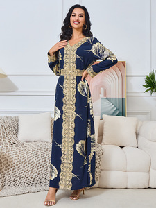 Verano nueva ropa de mujer musulmana moda flor bronceadora Oriente Medio adoración bata vestido femenino - Product Image 6