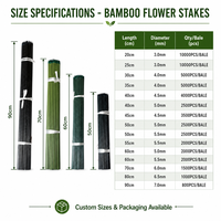 Tongkat Tanam Bambu Alami untuk Anggrek, Tomat, Bunga, Anti Jamur, Bambu Belah OEM, Tongkat Bambu