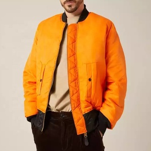 Pria Logo Kustom Bage Label Pribadi Ritsleting Penuh Letterman Universitas Kulit Nilon Poliester Penerbangan Satin Bomber Jaket untuk Pria - Product Image 4