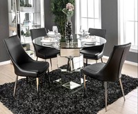 Table à manger ronde moderne de luxe avec plateau en verre trempé pour la maison et l'hôtel