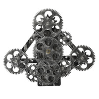 Jam Dinding Gerakan Quartz Desain Art Deco Steampunk dengan Roda Gigi Plastik yang Bergerak untuk Dekorasi Ruang Tamu